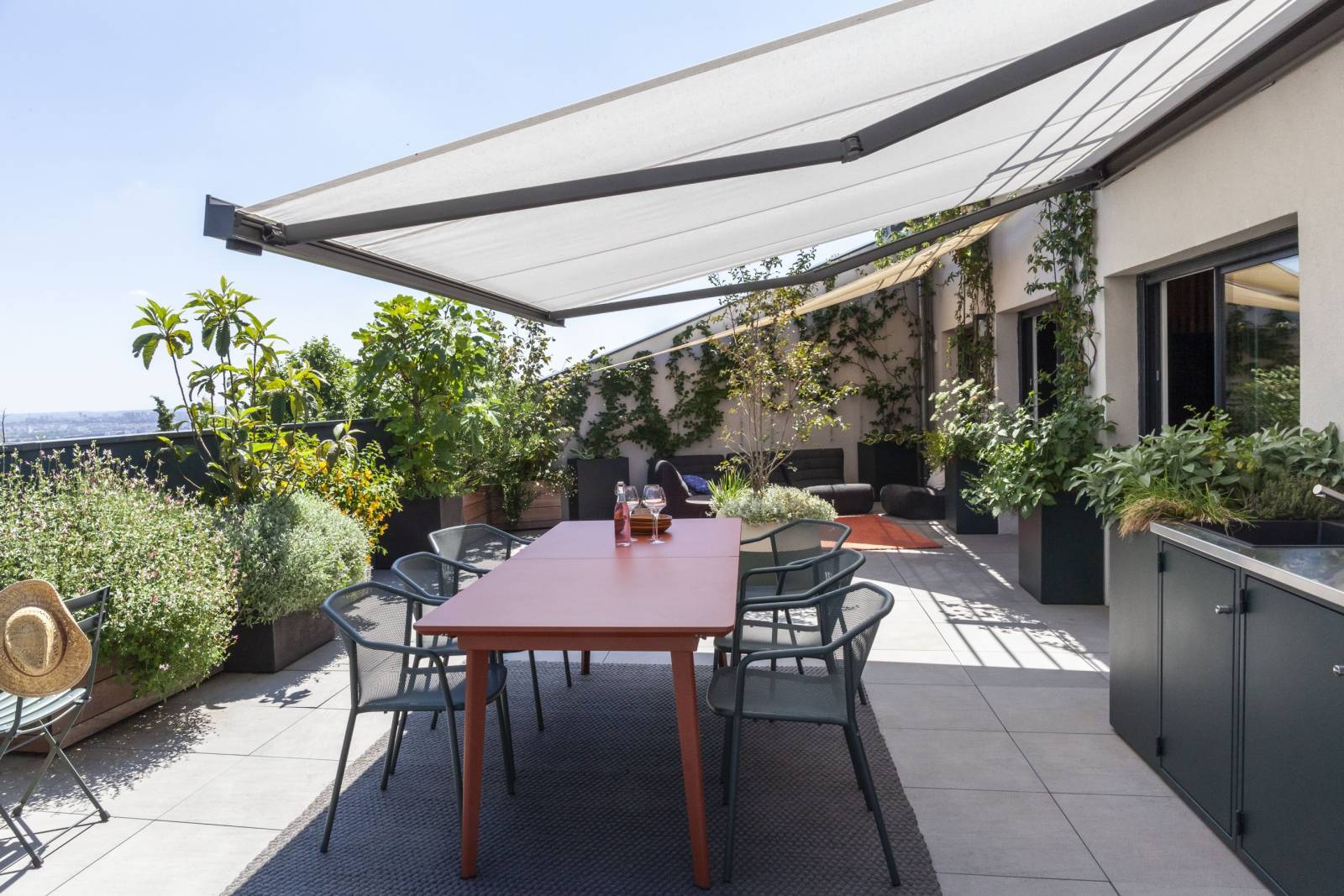 Aménagement Terrasse avec plantes et mobiliers extérieurs dans la montée à Lyon 05