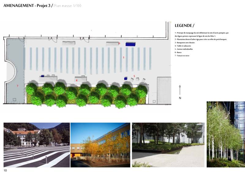 Proposition d'esquisse pour le parvis entre le silex 1 et le silex 2 pour FDR à Lyon 3